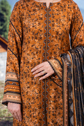 BRONZE - Peach Printed Unstitched Suit 3 Pc - 3187